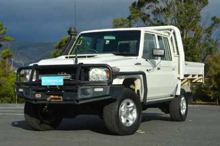 2020 Toyota Landcruiser VDJ79R Workmate Double Cab White 5 Speed Manual Cab Chassis Derwent Park Glenorchy Area Preview