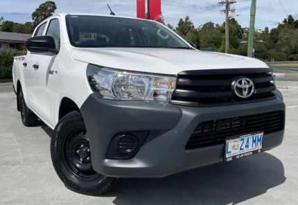 2018 Toyota Hilux TGN121R MY19 Workmate Glacier White 6 Speed Automatic Double Cab Pick Up North Hobart Hobart City Preview