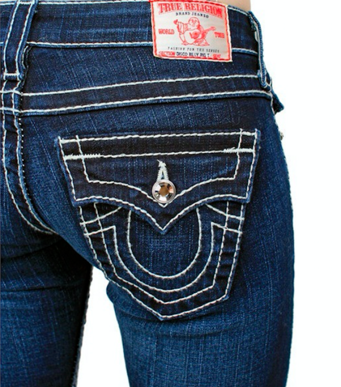True Religion Disco Billy Big T Swarovski Crystal Jeans Sz 32 12-14