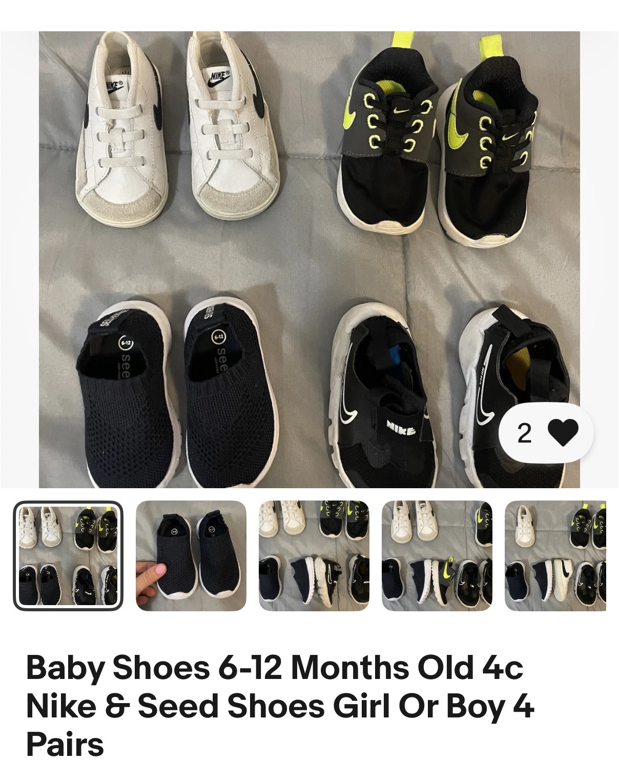 Baby Shoes 6-12 Months Old 4c Nike Seed Shoes Girl Or Boy
