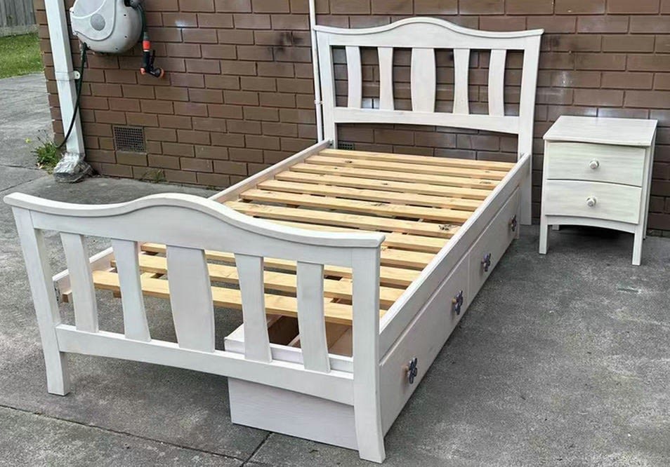 king single bed with drawers and bedside table with mattress Beds in Glen Waverley VIC Gumtree Australia