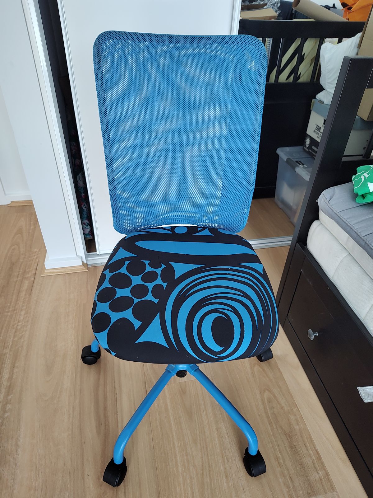 Ikea Blue Pattern Swivel Chair Thorbjørn Work Chair Blue (40217899
