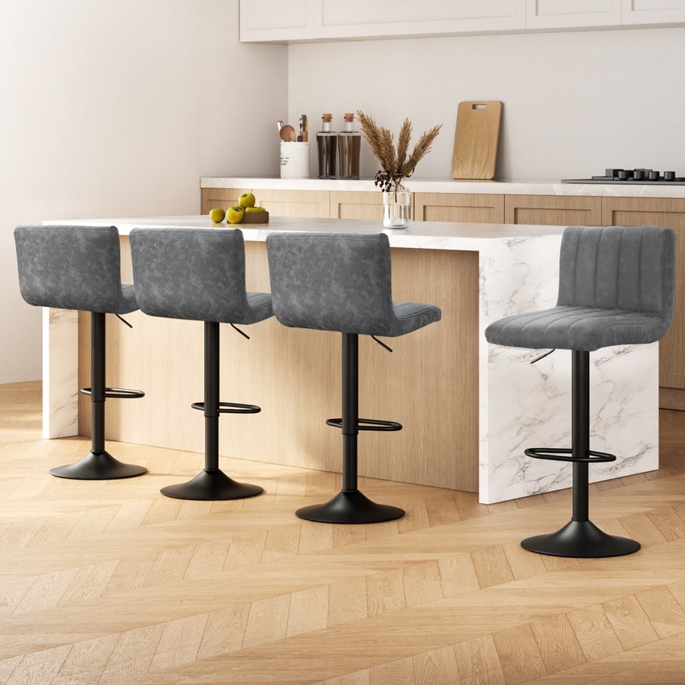 4x Bar Stools Vintage Leather Gas Lift Grey Gumtree Australia