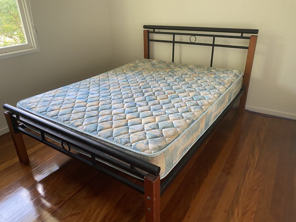 Queen bed frame and mattress