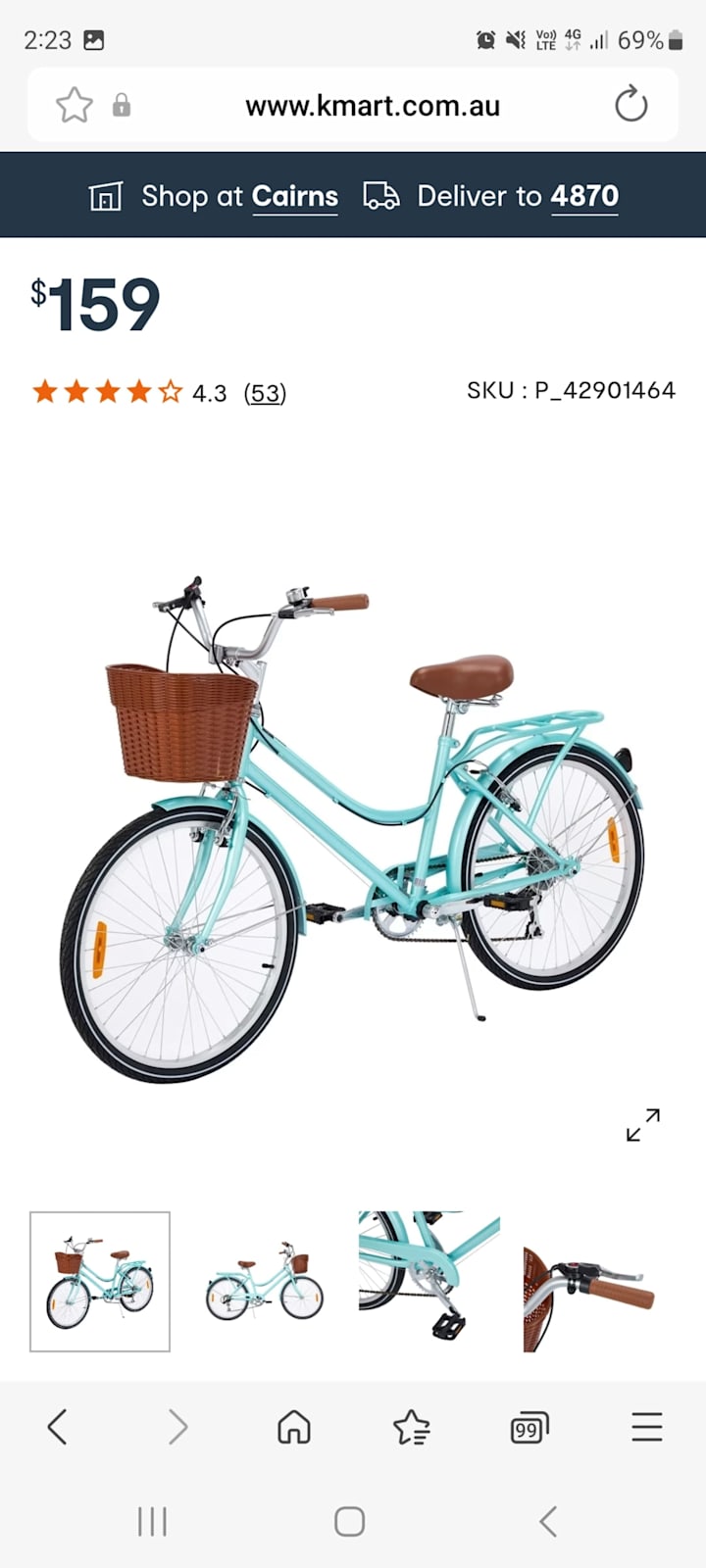 60cm Paris Cruiser KMART Women's Bicycles in Manunda QLD
