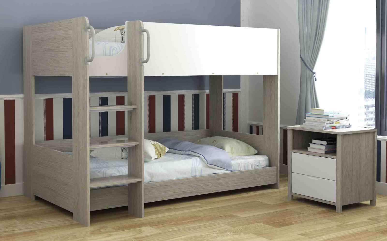 Single Bunk Bed in Light Grey Wash White Colour Gumtree - Main Image