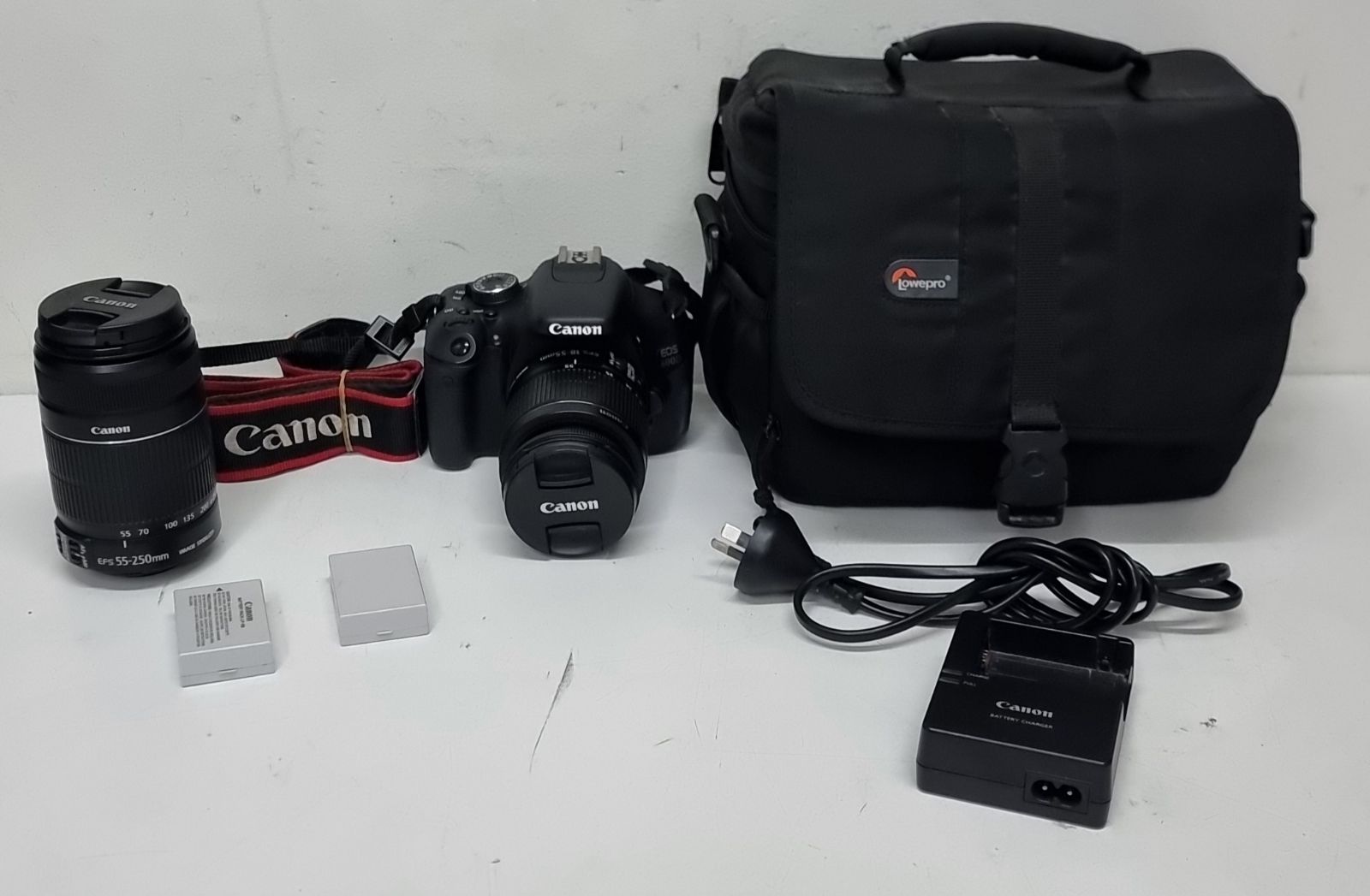 Canon Eos 600D Camera Body +18-55mm Lens +55-250mm Lens