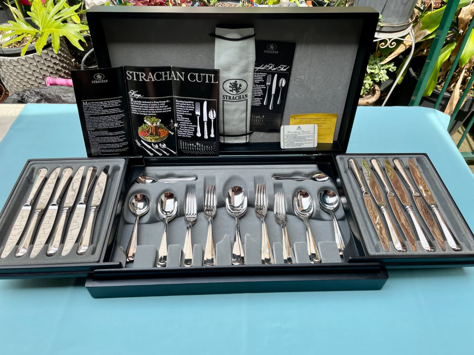 STRACHAN 43 Piece Silver Plate Cutlery Set for Cutlery in