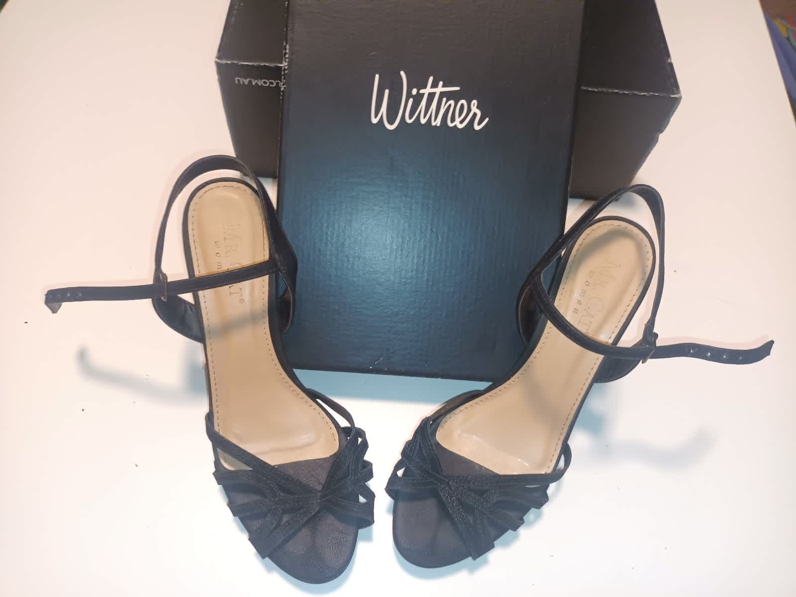 Wittner- Womens Black Strappy Heels: Mr Cat (Size 7) Warn once