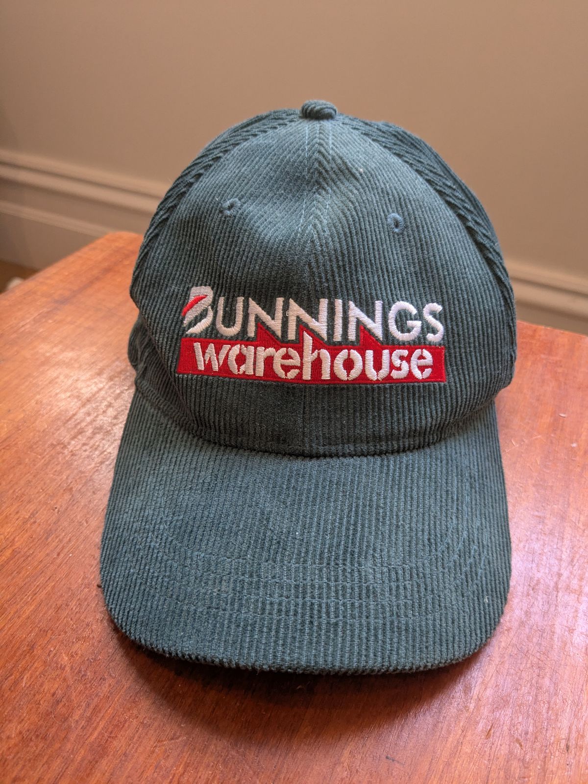Bunnings Warehouse Corduroy Green Snapback Hat Cap Cotton