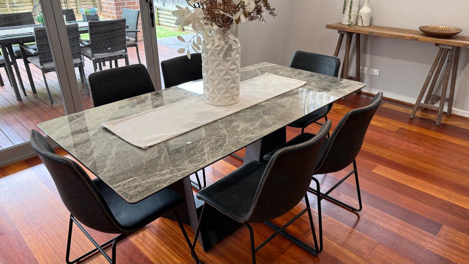 MILAS Dining Table (Grey Marble) with Chairs Gumtree