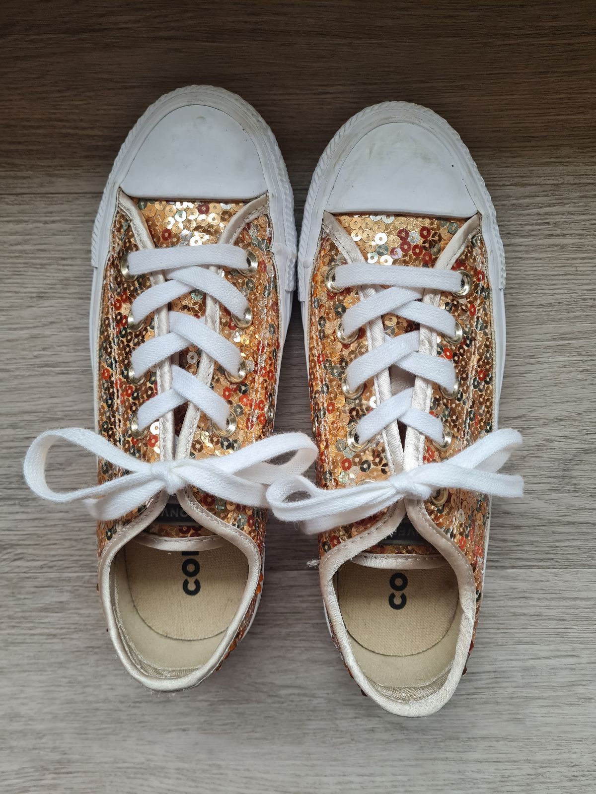 Gold Sparkly Kids Converse Converse Chuck Taylor Kids Sparkle