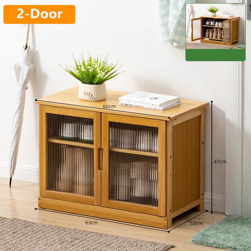 Wowmart Bamboo Shoe Cabinet Shoe Changing Bench Shoe Rack