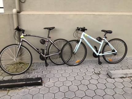 blue and silver trek bike