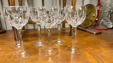 Vintage Theresienthal Etched Crystal Small Wine Cordial Glasses