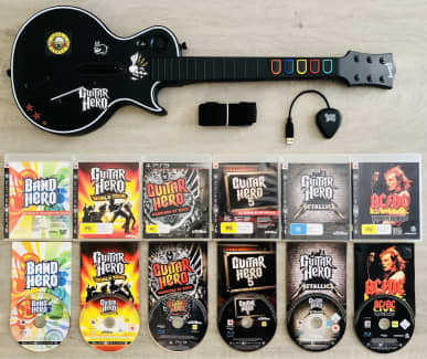 PS3 Guitar Hero World Tour GUITAR w/Receiver Dongle Rock Band 1 2 3 4  Beatles