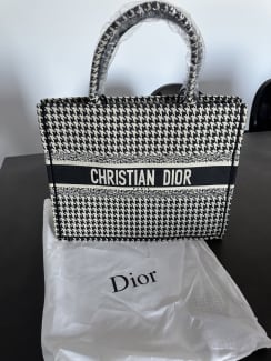 Christian Dior LARGE DIOR BOOK TOTE Ecru and Blue Dior Oblique Embroidery  $3,500
