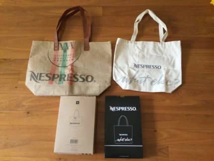 NESPRESSO LOT JUTE TOTE BAG AND REUSEABLE WATER BOTTLE NEW IN BOX