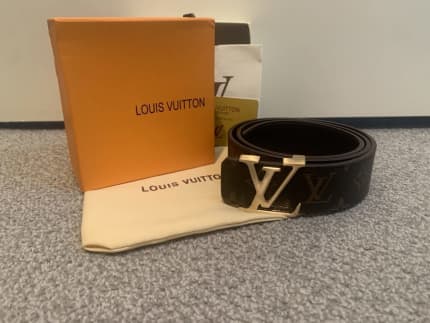 Louis Vuitton Black Checkered Belt LV With Box, Damien Print for