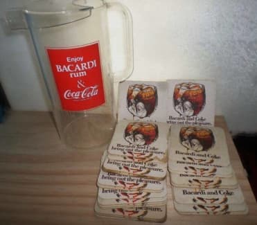 Vintage Enjoy Bacardi Rum and Coca-Cola Glass Pitcher