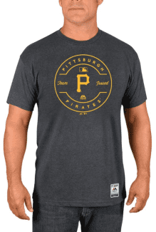 Men's Pittsburgh Pirates Majestic Gray/Black Big & Tall Pinstripe Henley  T-Shirt