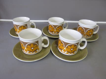 Vintage Arrowstone CHEROKEE Cup Mug and Saucer Set of 4 Mid