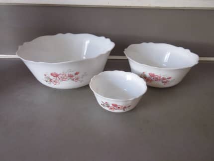 Mid-Century Federal Atomic Dot Glass Nesting Mixing Bowls - Set of