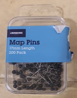 J.Burrows Map Pins Black 200 Pack