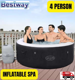 4 Person Inflatable Hot Tub Spa with 108 Massage Bubble Jets - Costway