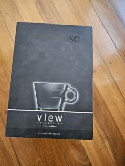 NESPRESSO Set of 2 Glass Vertuo Espresso Cup & Saucer Brand New