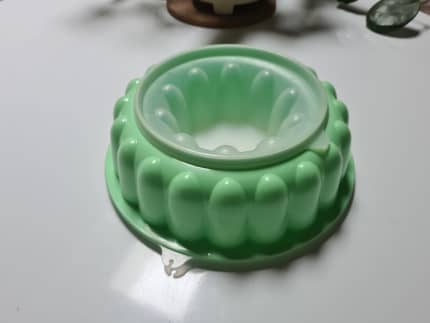 Vintage 70's Tupperware Jello Mold 3 Piece Lime Green Gelatin Mold 