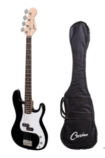 ammoon Solid Wood Electric Bass Guitar PB Style Basswood Body Rosewood Fingerboard with Gig Bag Strap Cable Pickups 