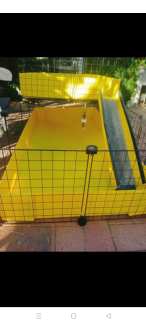 2 x 4 Designer C&C Guinea Pig Cage with Wide Loft Yellow