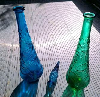 Vintage Italian Empoli Genie Bottles in the Hot Air Balloon Style