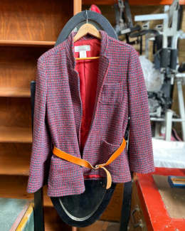 SHEIN Privé Plaid Pattern Button Front Tweed Blazer