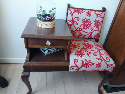 Antique phone table and chair hot sale