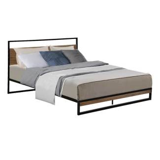 SOLVEIG Scandinavian Style Metal Bed Frame Platform Base with Headbord