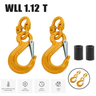 2 Sets of Rigging Hooks, Rigging Lifting Hooks, Sliding Hook and Eye Slings  Heavy Duty 1.12T Bearing Trailer Hammer Lock Chain with 2 Double Ringing