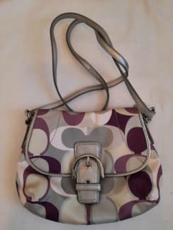 Coach Soho Logo Snaphead Flap Mini Pink Brown Tan Multicolor