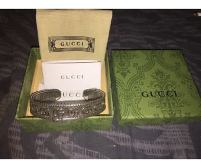 Gucci Men's GGard Snake Motif Sterling Silver Bracelet