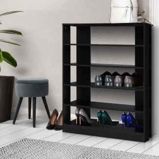 Shoe Cabinet Shoes Organiser Storage Rack 30 Pairs Black Shelf Wo...
