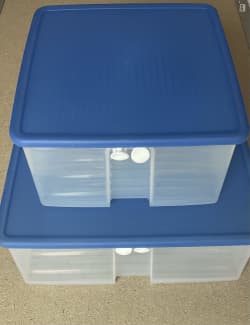 New TUPPERWARE CLEAR Mates Square Low Storage Containers 3150 Teal