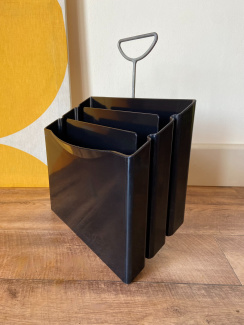 VINTAGE FRANCOIS ARNAL popular Z-FORM BLACK MID-CENTURY MODERNIST MAGAZINE/ RECORD RACKS