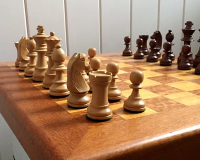 Vintage Small Wooden Travel Chess Set With Drawer 15.5cm X -  UK