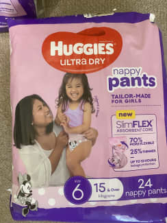 Huggies Ultra Dry Nappy Pants Girls Size 6 (15kg+) 96 Count (2 x