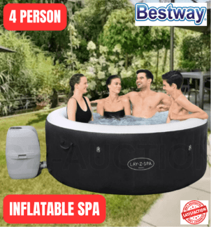 4 Person Inflatable Hot Tub Spa with 108 Massage Bubble Jets - Costway