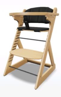 Wooden Folding Baby Highchair - Fold-away Baby High Chair Beech Colour -  Nanny Annie