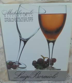 8 Symphony Luigi Bormioli Hand Blown Crystal Break Resistant Wine  Glasses-Italy