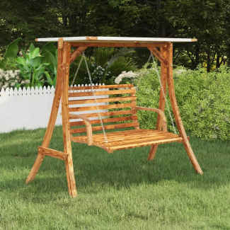 Swing Frame with Cream Roof Solid Bent Wood with Teak Finish...