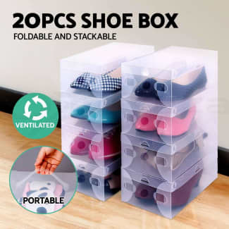 20pcs Foldable Shoe Box Plastic Storage Cage Stackable Organizer Saving  Space